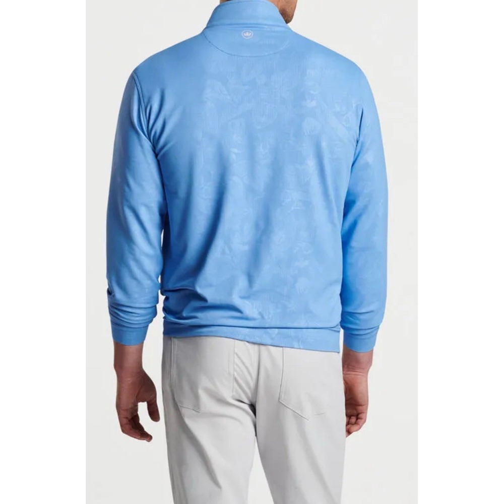 NWT Peter Millar Bonnet Blue Perth Shadow Stripe Floral Quarter-Zip SMALL $145 - Picture 10 of 11